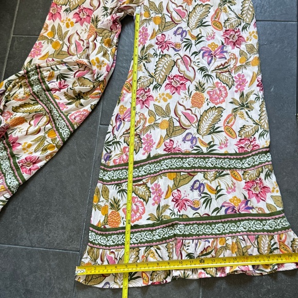 Angie pants M Multicolor Floral Wide Leg beachy coastal vacation festival boho - Picture 10 of 12